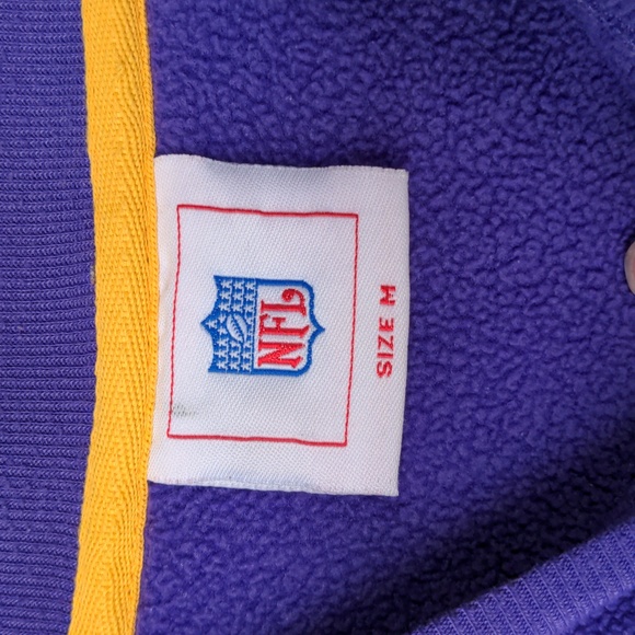 vintage Women's medium Minnesota Vikings fleece sweatshirt purple yellow stripes - Picture 5 of 11